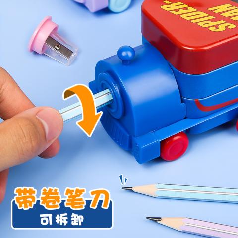 迪士尼 创意文具盒火车头削笔器铁笔盒男女小学生双层大容量笔盒 图片 2
