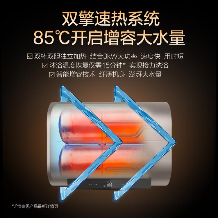 A.O.SMITH 史密斯电热水器 纤薄双胆扁桶金圭内胆双擎速热E60HGDWi AI-Link
