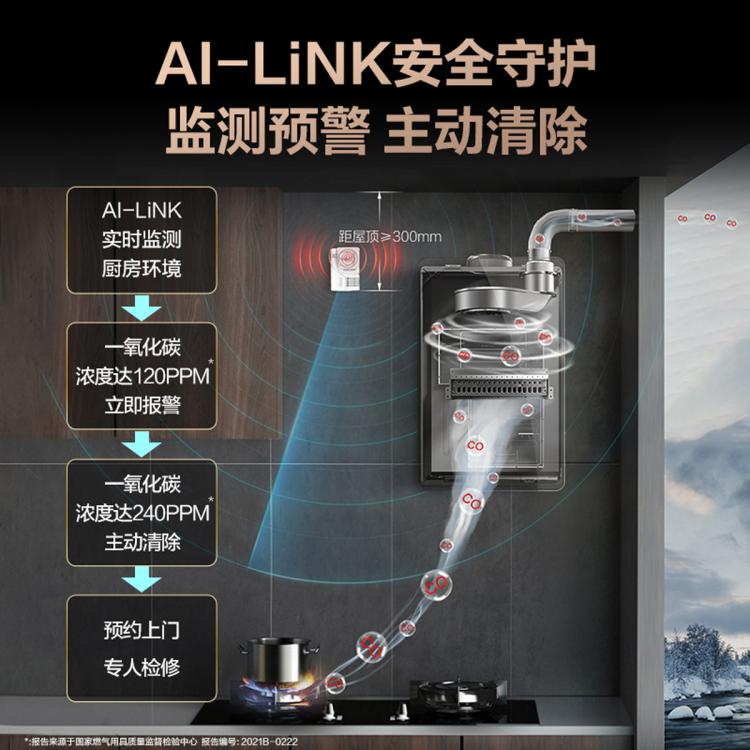 A.O.SMITH 史密斯13升/16升家用燃气热水器TM5Wi强排式恒温商用级不锈钢水箱