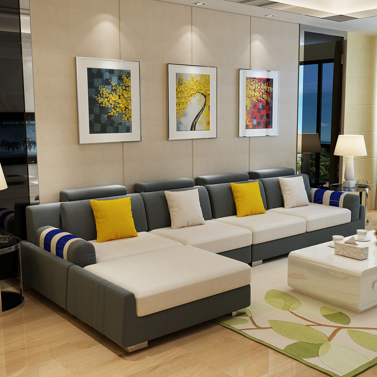 百丽安特 沙发 现代简约布艺沙发北欧小户型布沙发可拆洗客厅家具组合