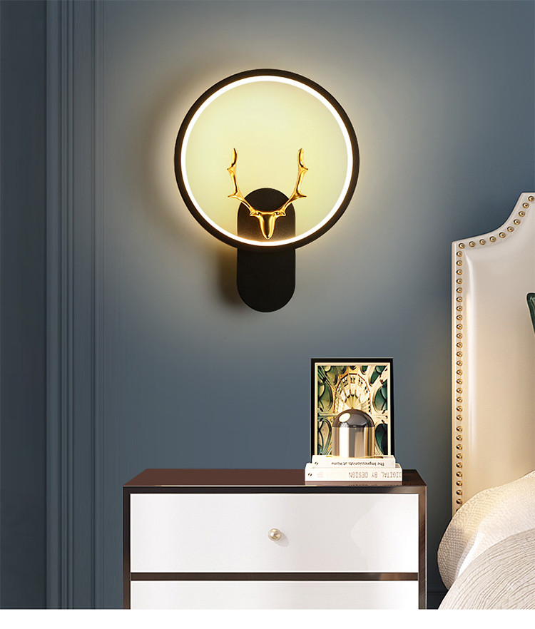 志高壁灯现代简约背景墙壁灯卧室灯具创意过道灯免接线床头客厅灯