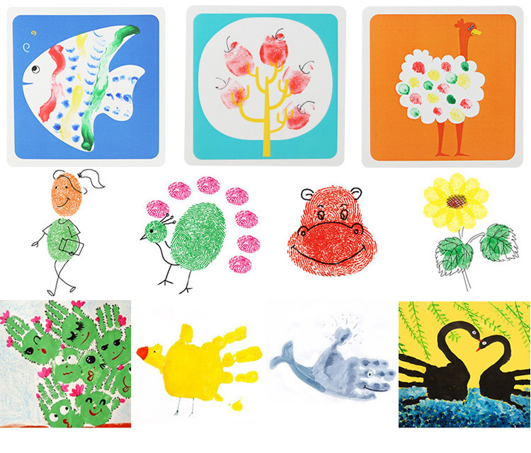 特宝儿儿童手指画颜料可水洗画板绘画套装水粉宝宝画画水彩