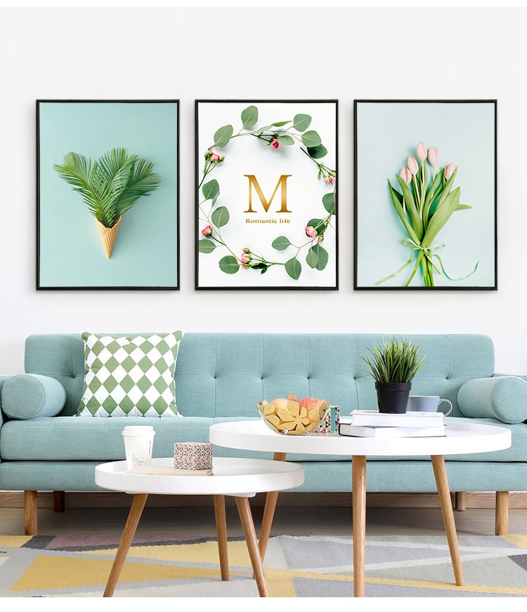 北欧客厅装饰画现代简约沙发背景墙画ins风格餐厅挂画三联画