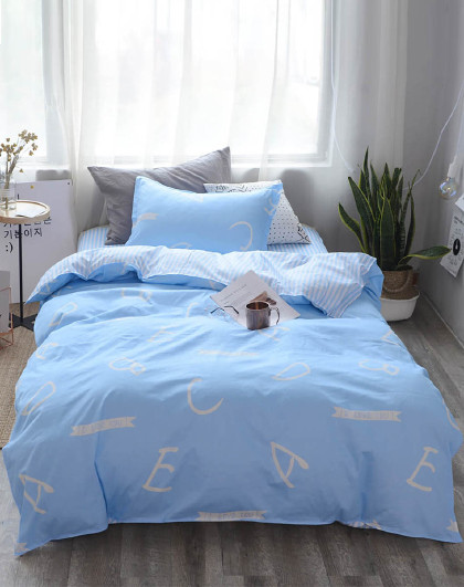 丝享秋季新品 全棉简约印花三件套 纯棉学生套件单人床床单被套套件co