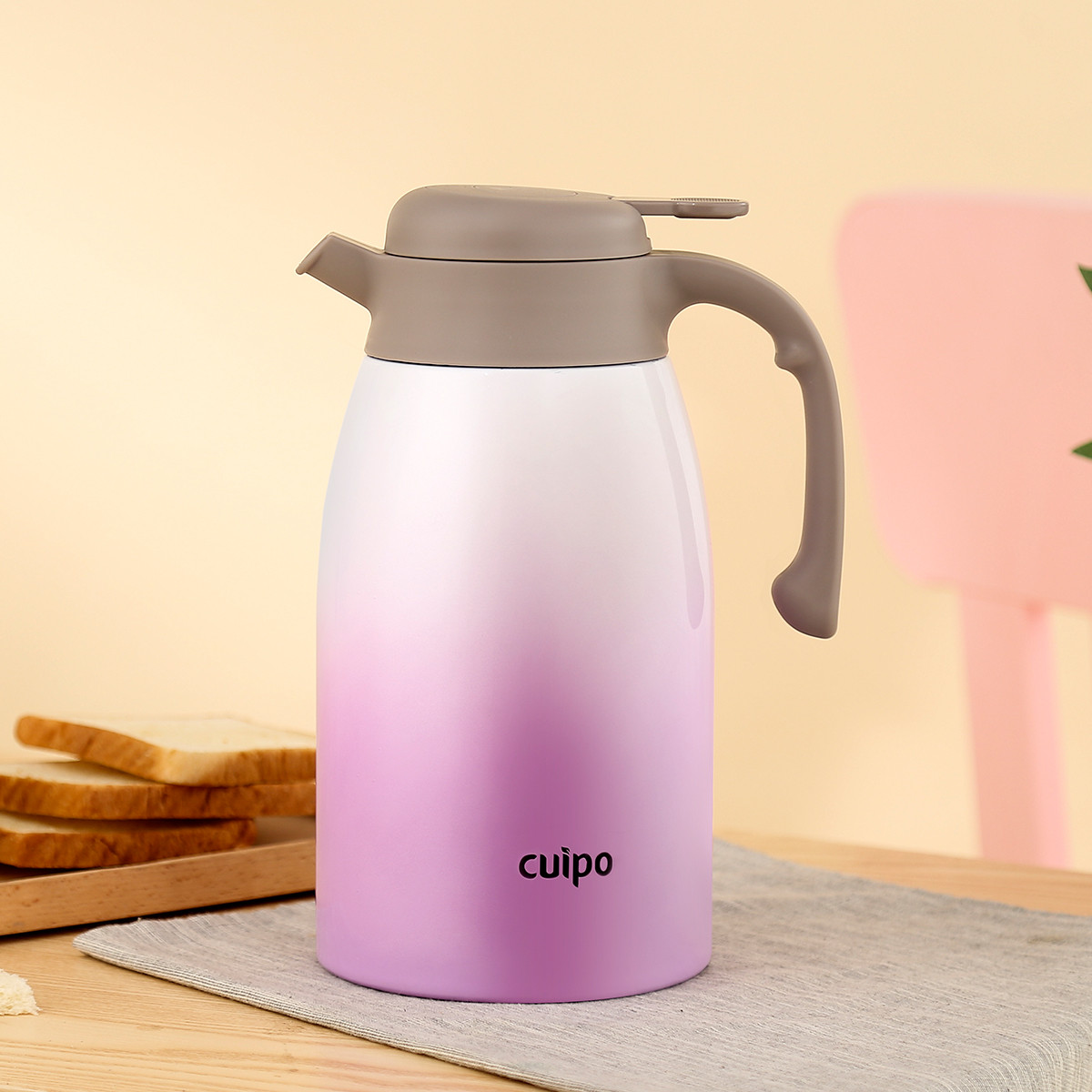 cuipo家用保温壶大容量304不锈钢暖瓶热水瓶2l保温水壶