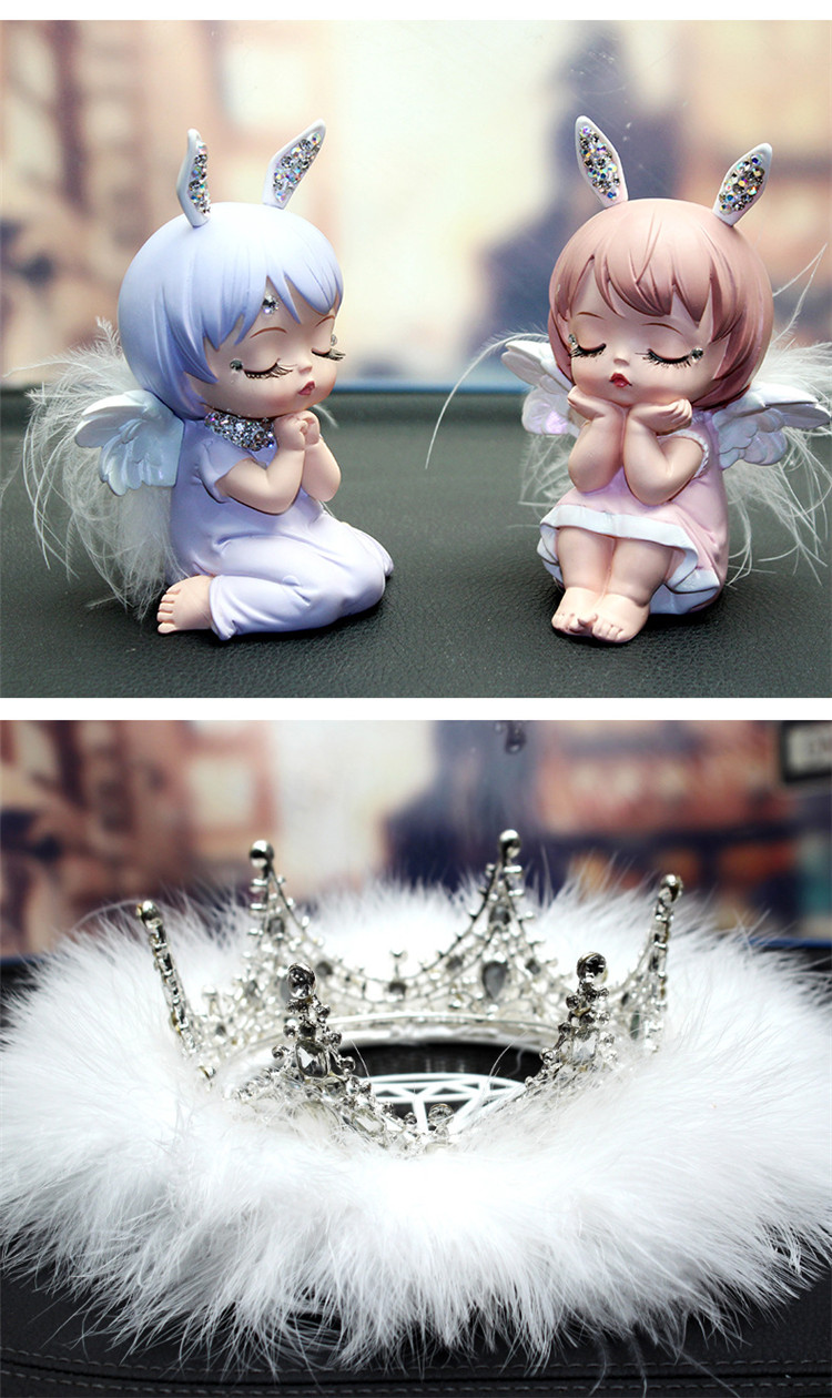 镶钻公仔安妮天使宝贝汽车摆件 珍珠皇冠车载摆件汽车中控台装饰