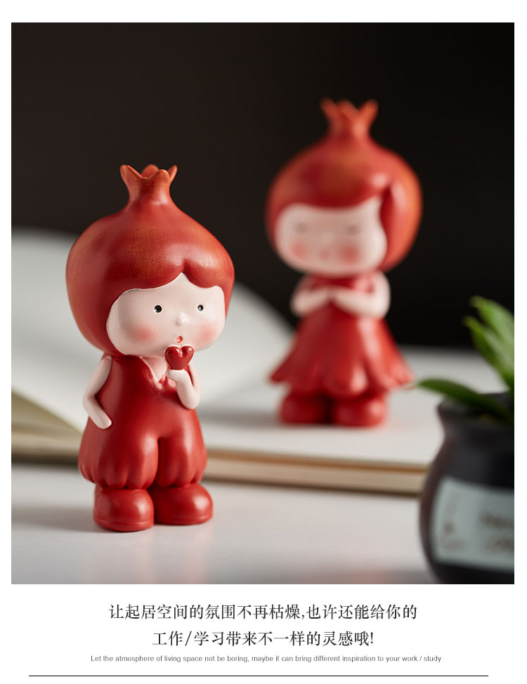 可爱石榴娃娃情侣摆件创意家居桌面酒柜车内装饰摆设新婚纪念礼物