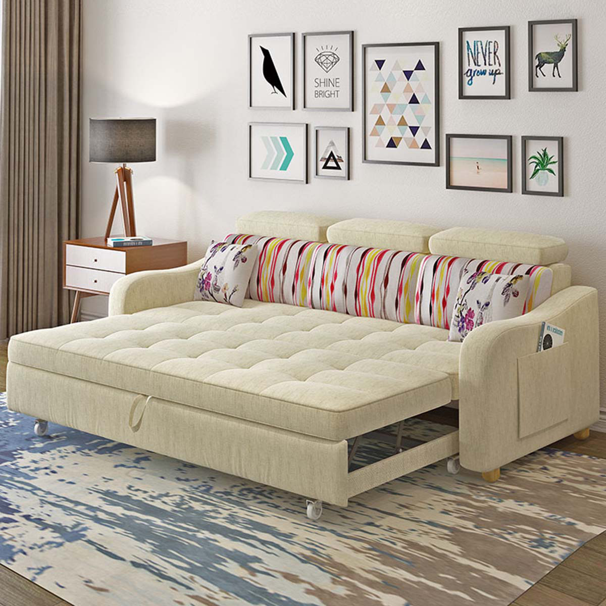 沙发床两用可折叠客厅小户型多功能简约现代双人三人1.8米实木1.