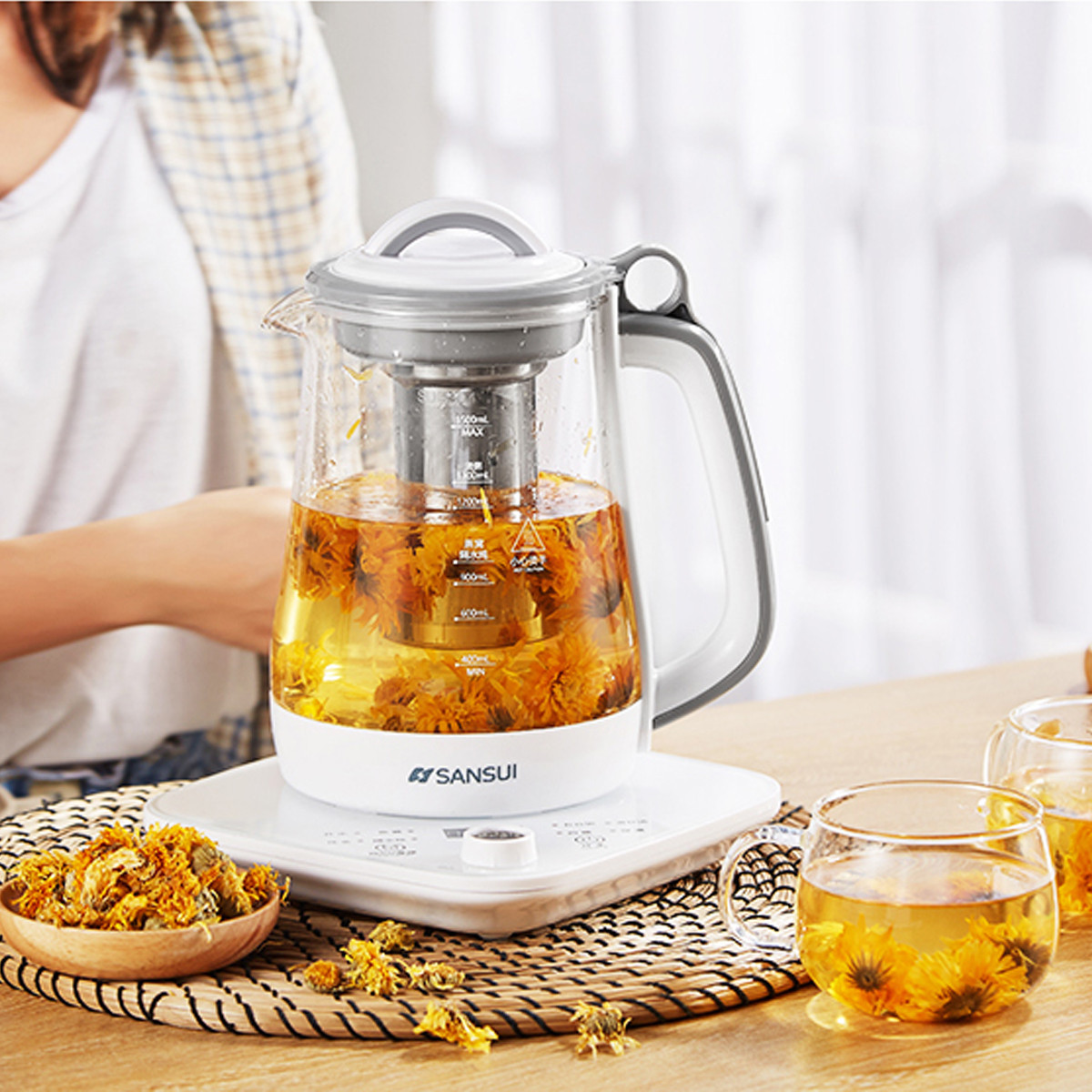 山水(sansui)燕窝炖盅隔水炖全自动加厚玻璃多功能养生壶花茶壶煮茶器