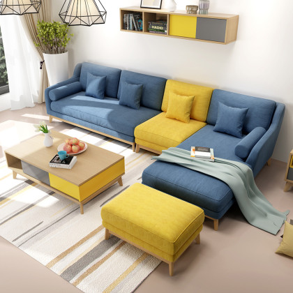北欧布艺沙发 组合转角个性经济大小户型彩色客厅可拆洗家具sf