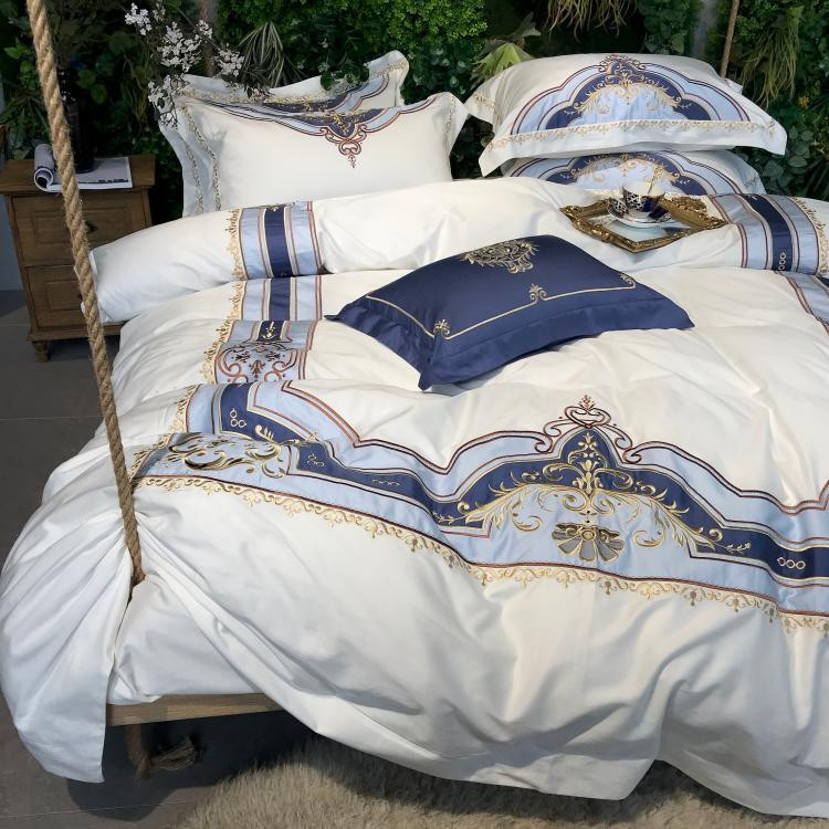 80支全棉纯棉家纺大气欧式床单被套长绒棉1.8m床双人床上用品