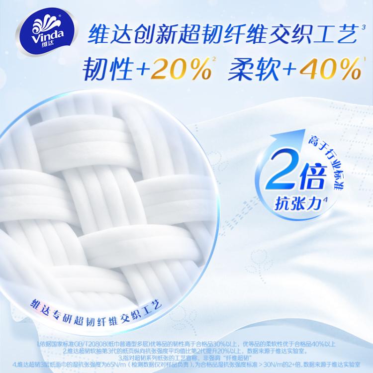 维达 【孙颖莎推荐】买一次用半年超韧抽纸3层150抽整箱S码-新旧混发
