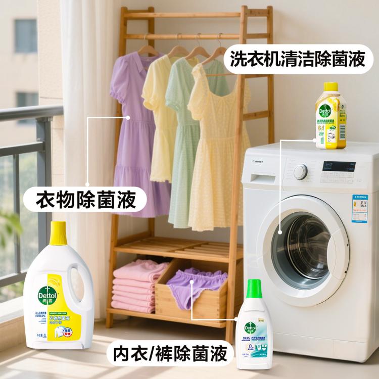 Dettol 【杀菌99.99%】滴露洗衣机清洗剂除菌液250ml*3金装版+湿巾*2