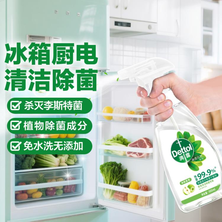 Dettol 【有效灭活李斯特菌】滴露清洁除菌喷雾500ml 青苹果香冰箱微波炉