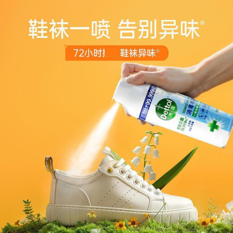 Dettol 【鞋子鞋袜除臭】滴露家庭马桶消毒喷雾454ml*2+湿巾10片 床单