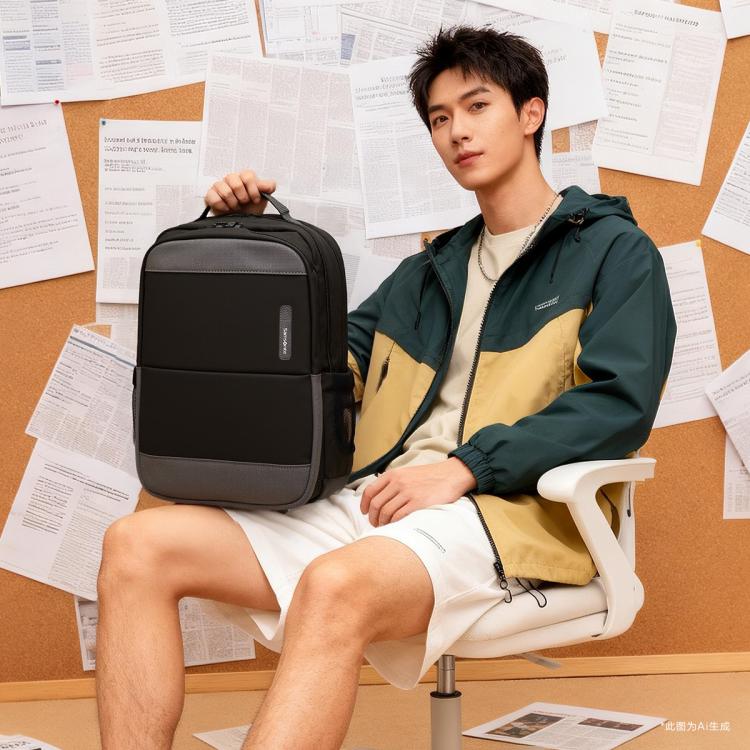 新秀丽 商务背包休闲双肩包大容量电脑包轻奢百搭书包 AN0