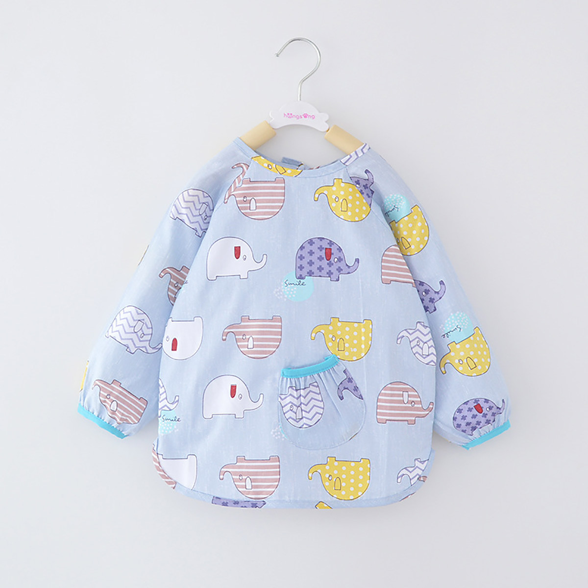 宝宝吃饭罩衣围兜防水秋冬纯棉婴儿喂饭衣服反穿护衣儿童饭都兜衣