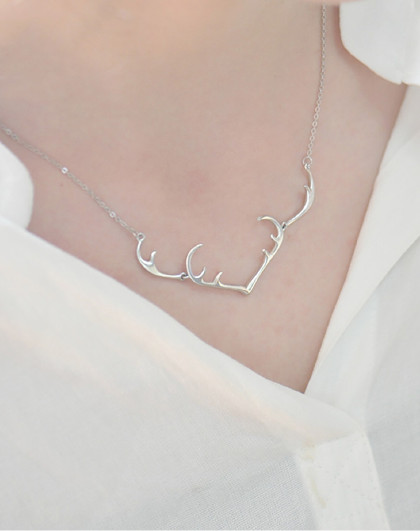 原创鹿角纯银项链锁骨链日韩简约吊坠学生个性简约母亲节生日礼物