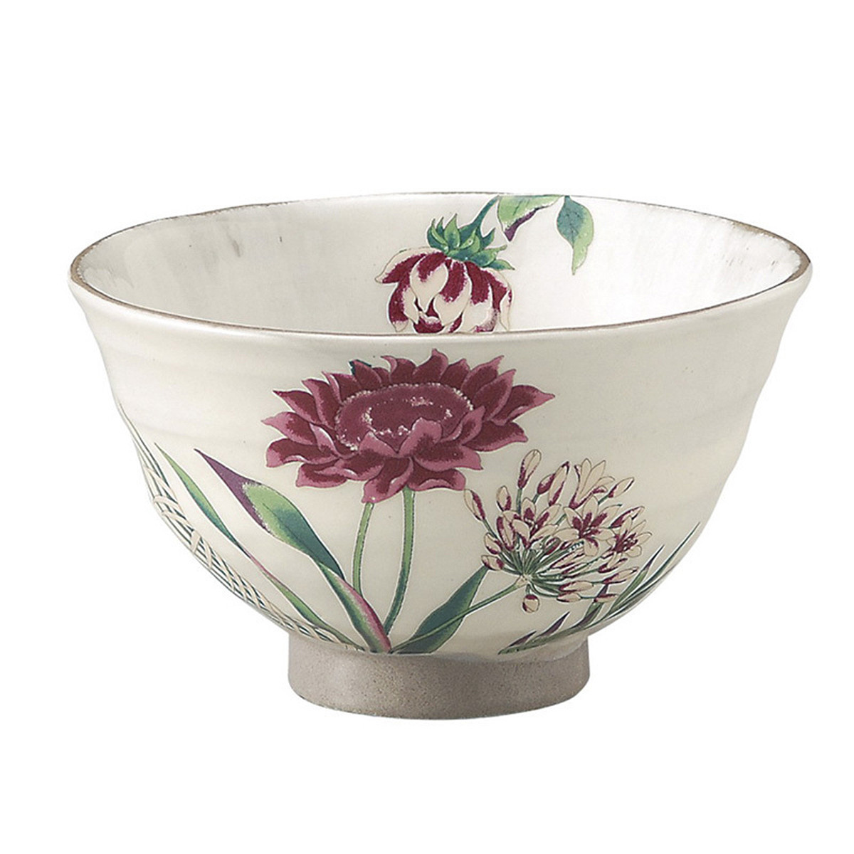 限量款日本原产抚松庵濑户烧饭碗陶瓷面碗汤碗百子莲陶瓷碗