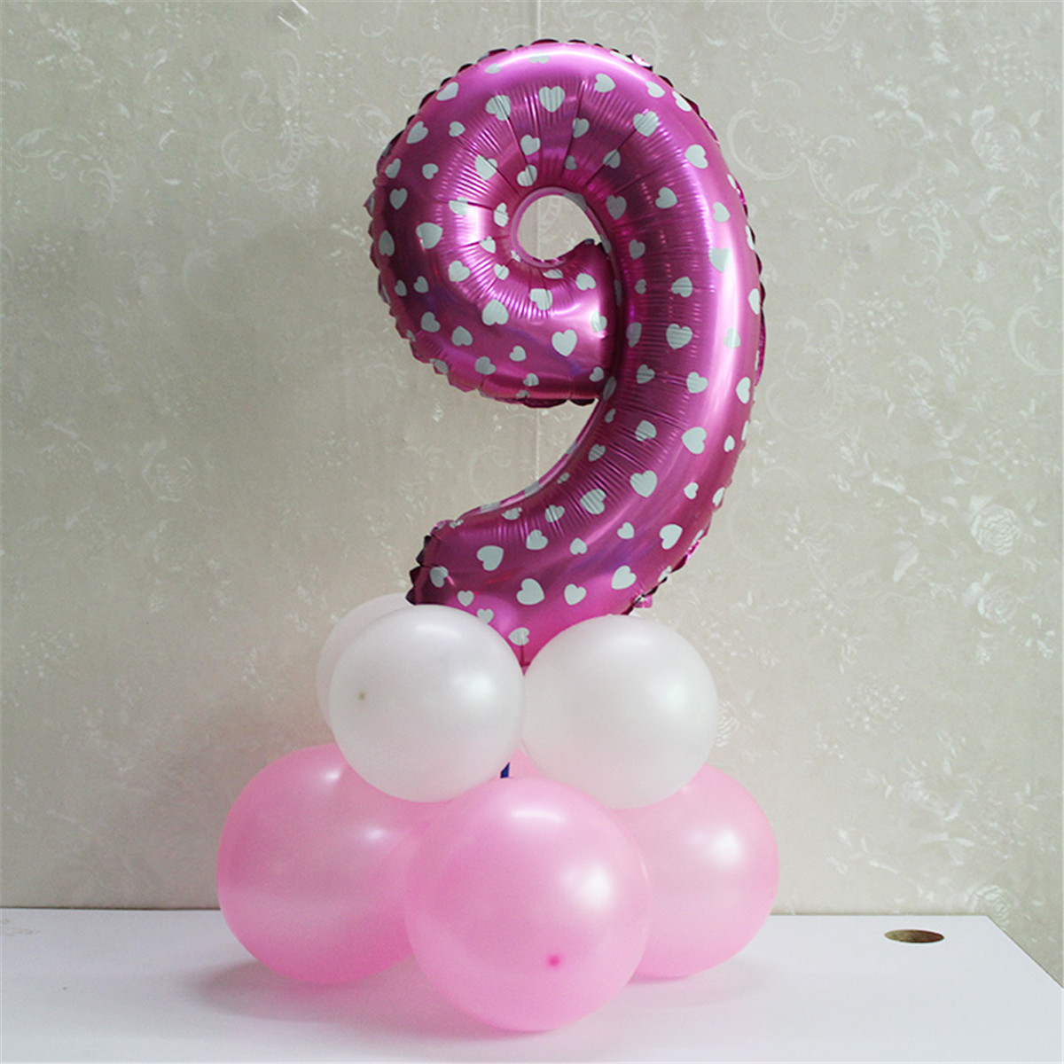 豆乐奇周年庆 周岁生日可爱数字气球小立柱color粉色数字9(小立柱)