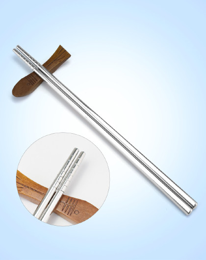 304不锈钢筷子5双装家用食品级材质防滑防烫合金方形套装