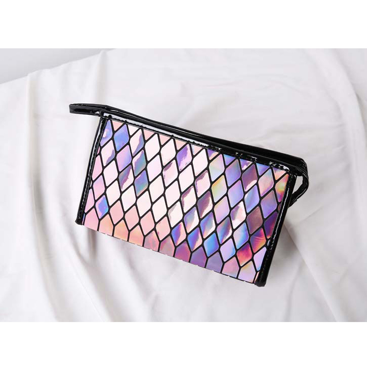 幻彩夜光镭射几何菱格包手拿女包职业公文包化妆包