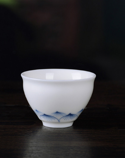 十全坊品茗杯陶瓷茶杯手绘荷花主人杯单杯单个手工功夫茶杯喝茶杯