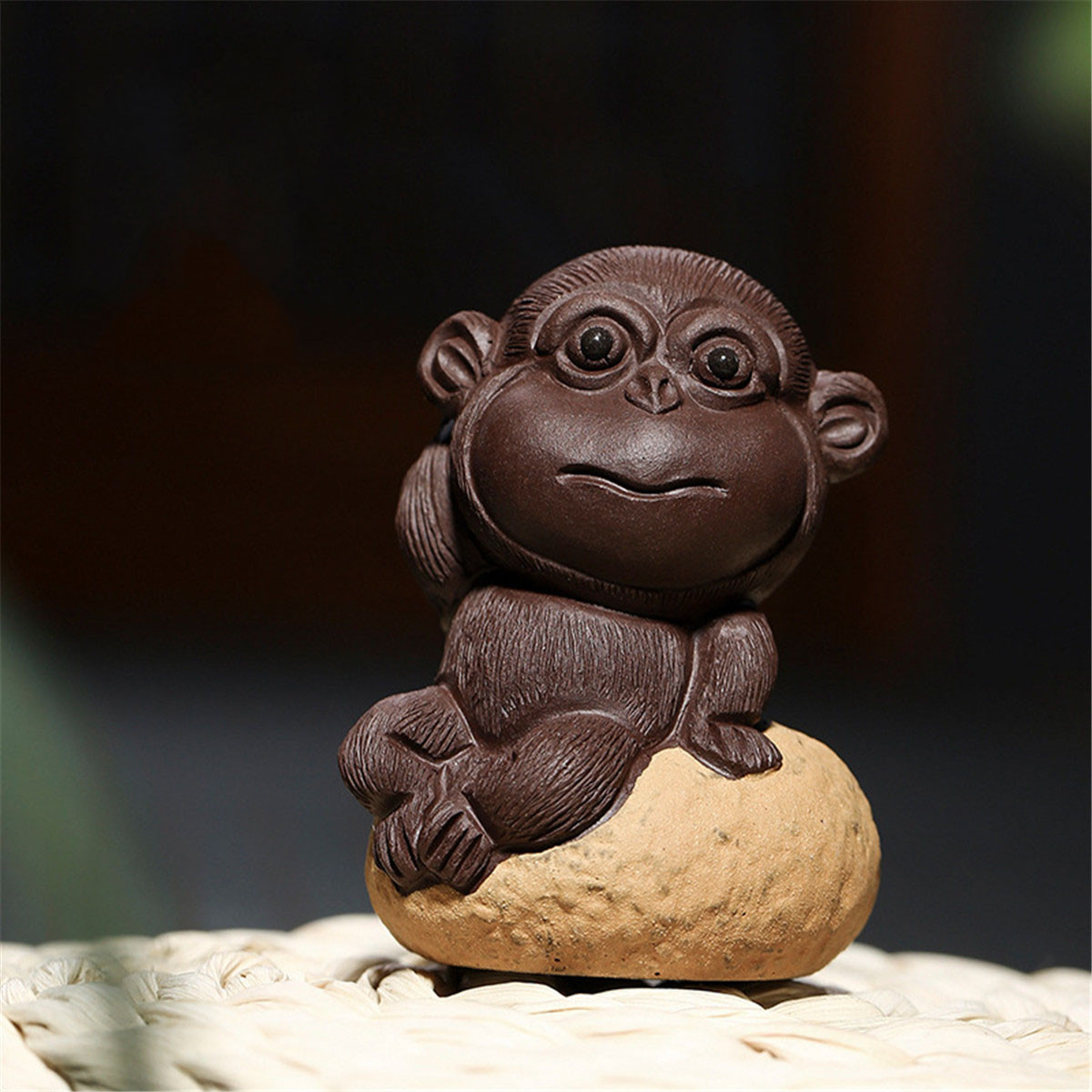 紫砂茶宠智慧猴手工摆件可养茶道茶盘创意小茶艺紫砂功夫配件