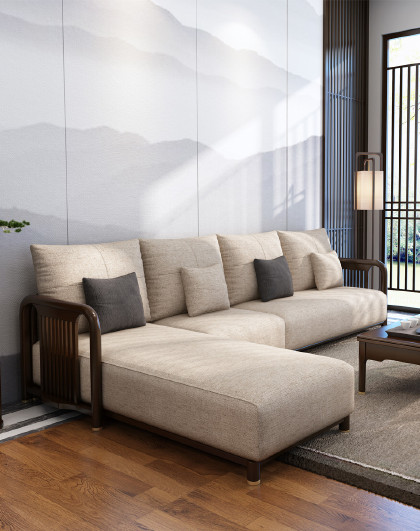 布艺沙发 转角沙发新中式实木沙发现代简约沙发组合