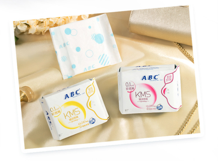 abc卫生巾套装日用绵柔纤薄透气姨妈巾240mm8片*10包