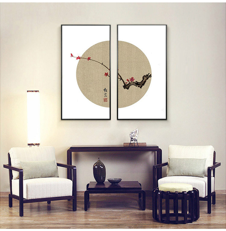 入户玄关装饰画新中式客厅沙发背景墙面挂画中国风禅意餐厅墙壁画