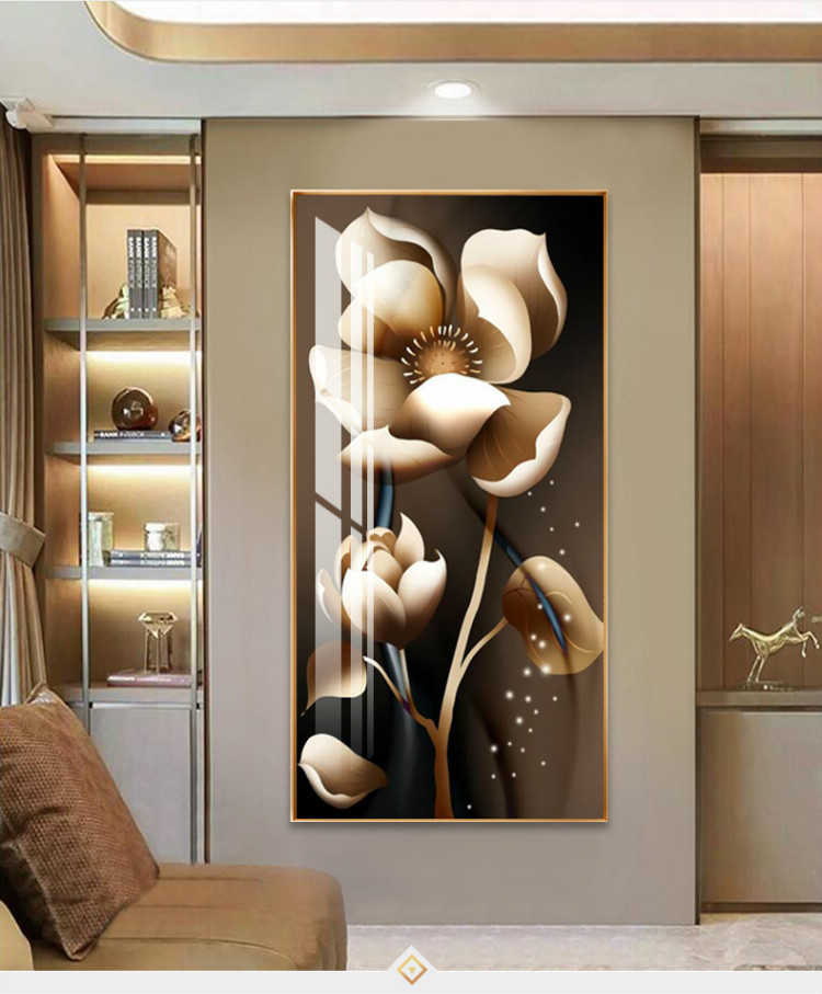 轻奢入户玄关装饰画现代简约走廊尽头过道壁画竖版背景墙挂画