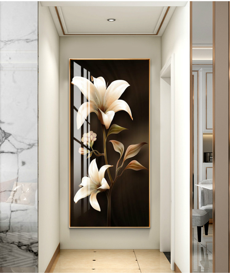 轻奢入户玄关装饰画现代简约走廊尽头过道壁画竖版背景墙挂画