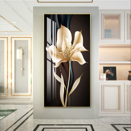 轻奢入户玄关装饰画现代简约走廊尽头过道壁画竖版背景墙挂画