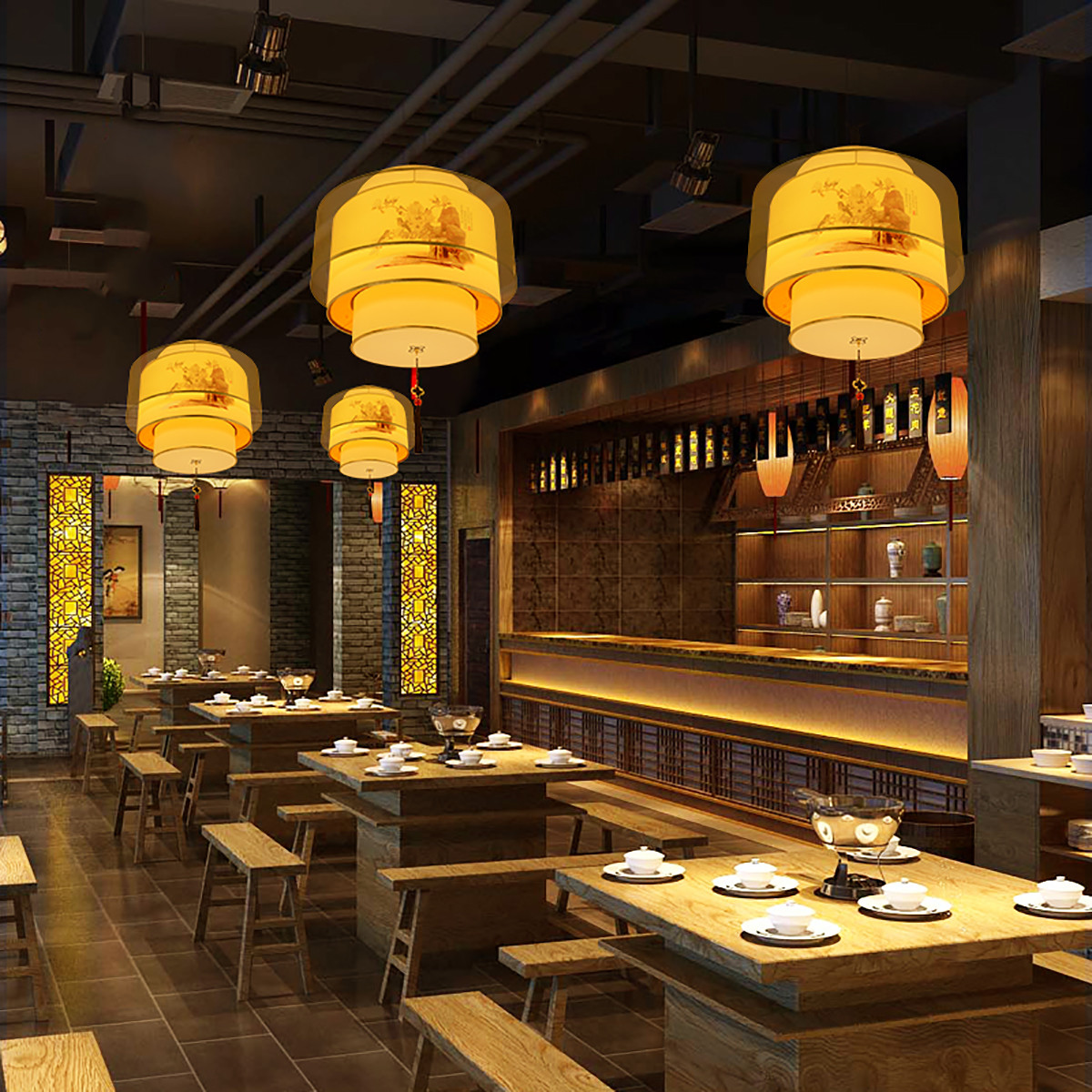 新中式中国风川湘菜馆包间包厢灯粤式酒店餐厅茶楼火锅店工程吊灯