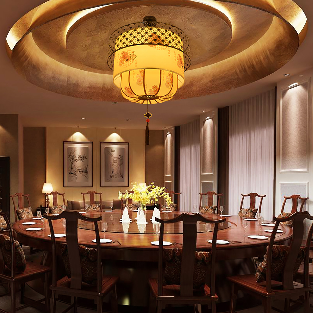 新中式中国风川湘菜馆包间包厢灯粤式酒店餐厅茶楼火锅店工程吊灯