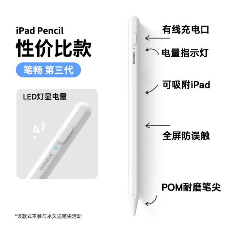倍思 ipad电容笔适用apple pencil苹果平板触控笔直插式平替通用