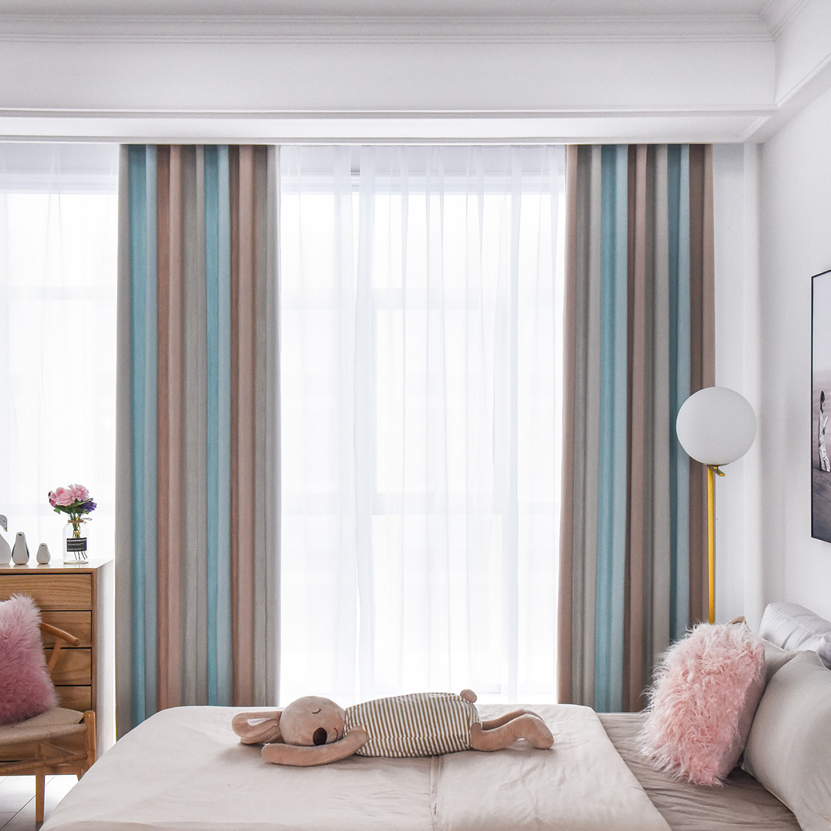2019新款北欧现代简约ins莫兰迪卧室客厅遮光成品定制窗帘