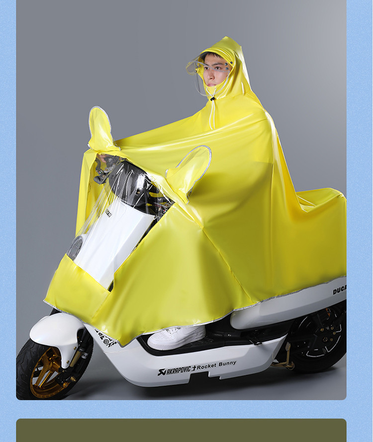 电动车雨衣电瓶车加大遮脚反光防水雨披骑行双层可拆卸帽檐