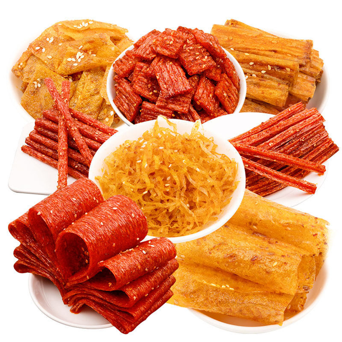 【阿哩卤卤辣条拉礼包8袋装】手工豆皮辣条1000g整箱零食