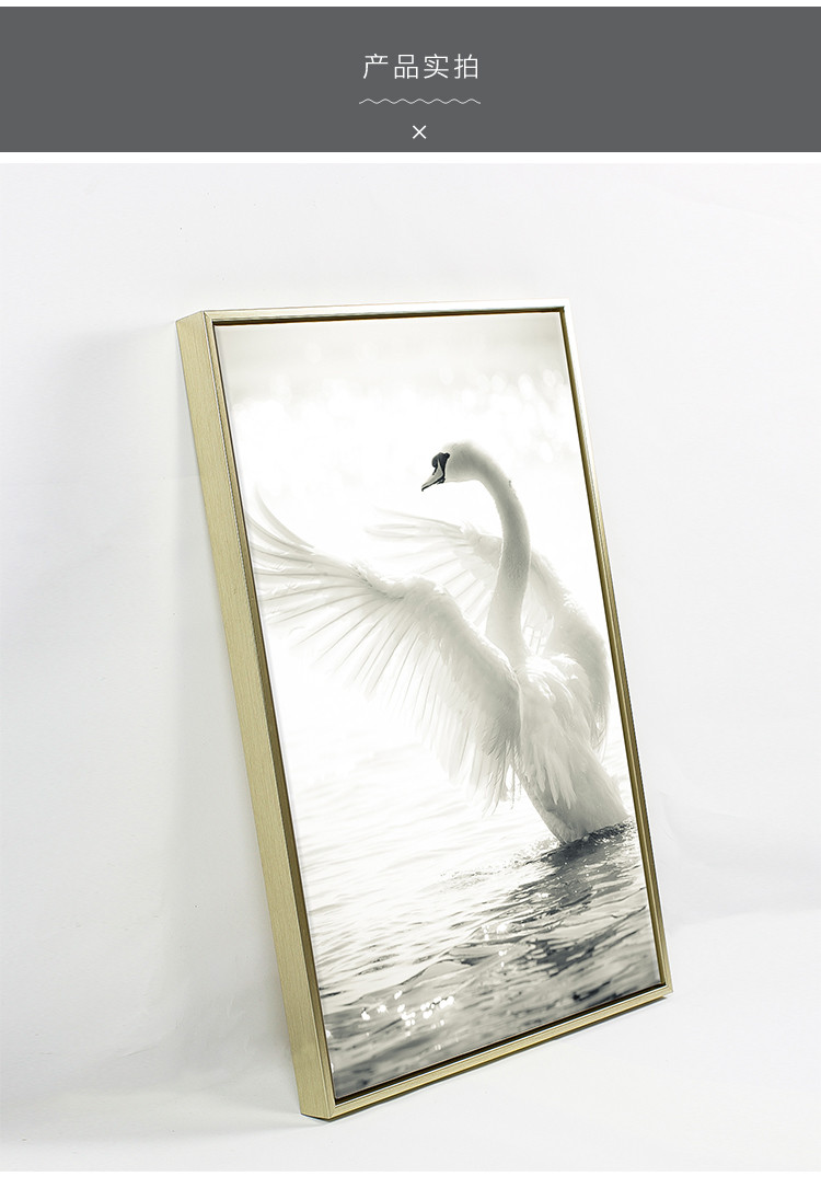 天鹅现代简约黑白卧室装饰画客厅沙发餐厅样板房工业风挂画