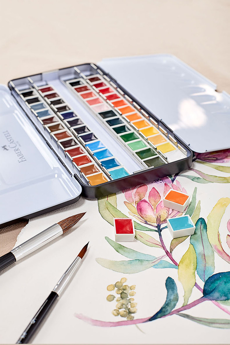 固体水彩辉柏嘉水彩颜料画画工具套装半干固体水彩学生