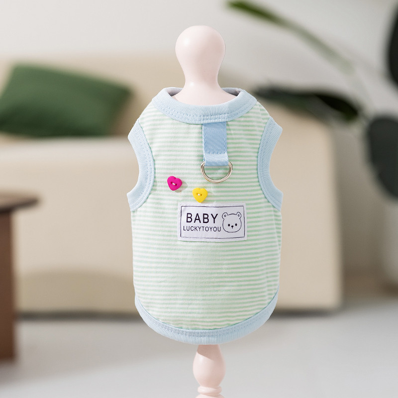 嬉皮狗 条纹背心新款比熊衣服泰迪宠物小型犬春装博美小狗狗薄款春季