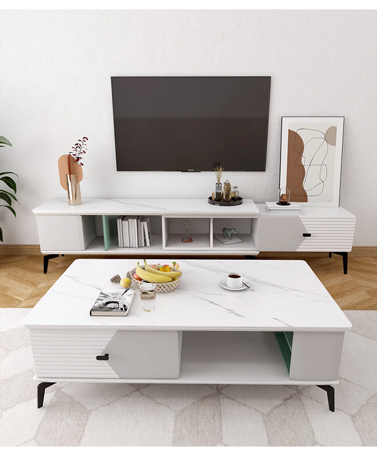 掌上明珠家具 现代岩板茶几电视柜组合cj-18m2023