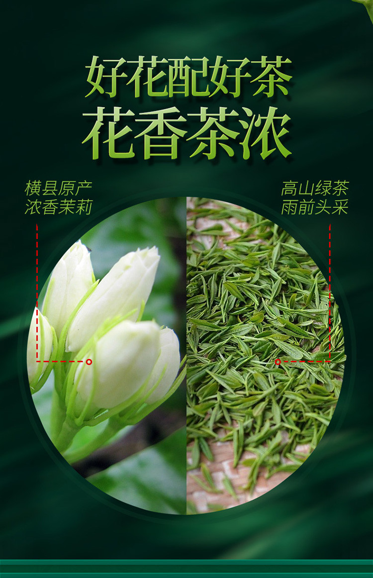 茉莉毛尖125g*2罐250g浓香型茶叶2021新茶茉莉 茶花绿茶