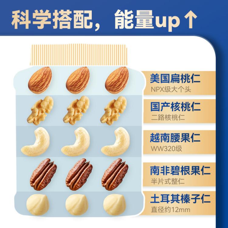 沃隆 混合果仁500g纯坚果罐装加量25g混合干果健康孕妇休闲零食