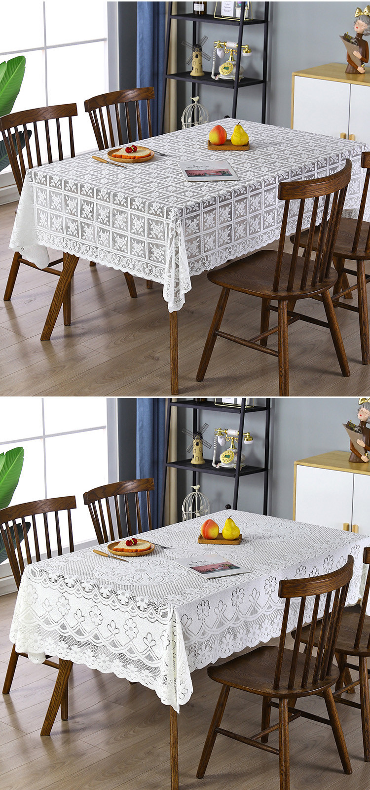 白色素雅家用蕾丝桌布茶几布餐桌布桌子布床头柜装饰盖布巾