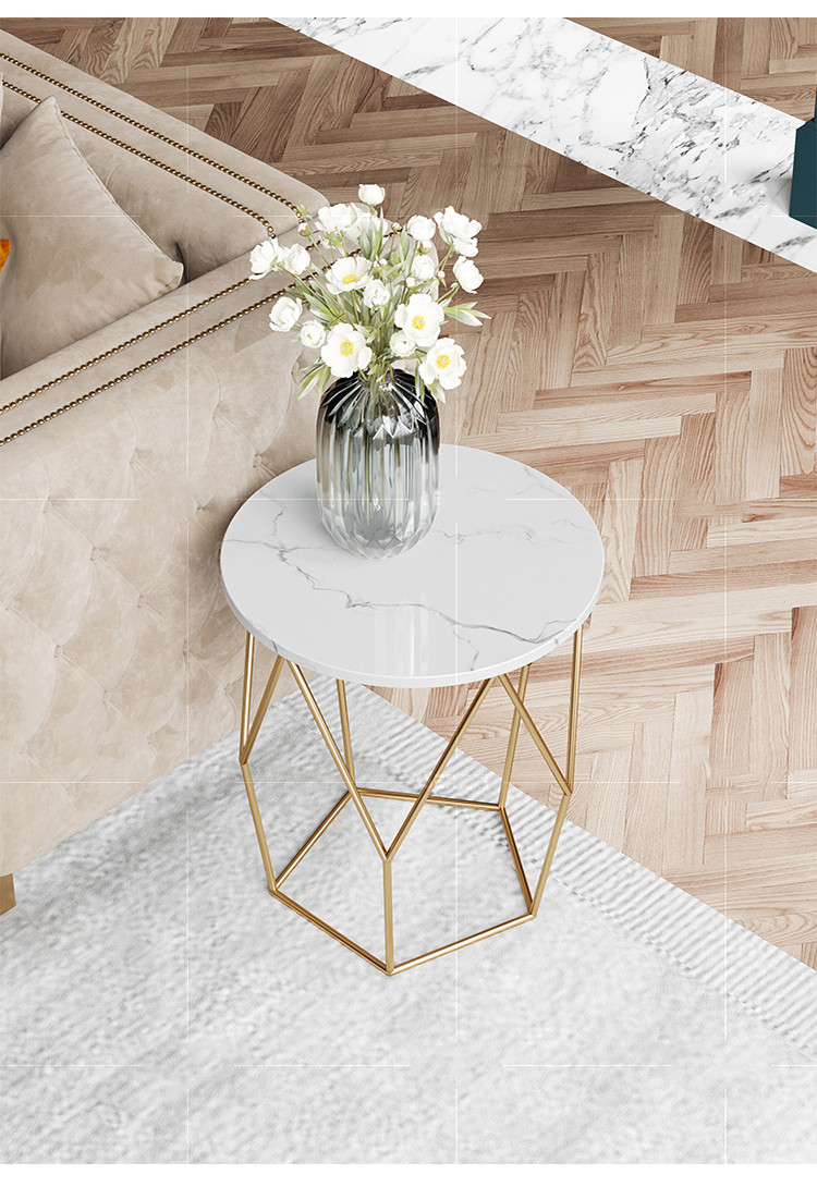 网红茶几轻奢客厅设计师ins风大理石小户型创意茶水桌圆形茶几