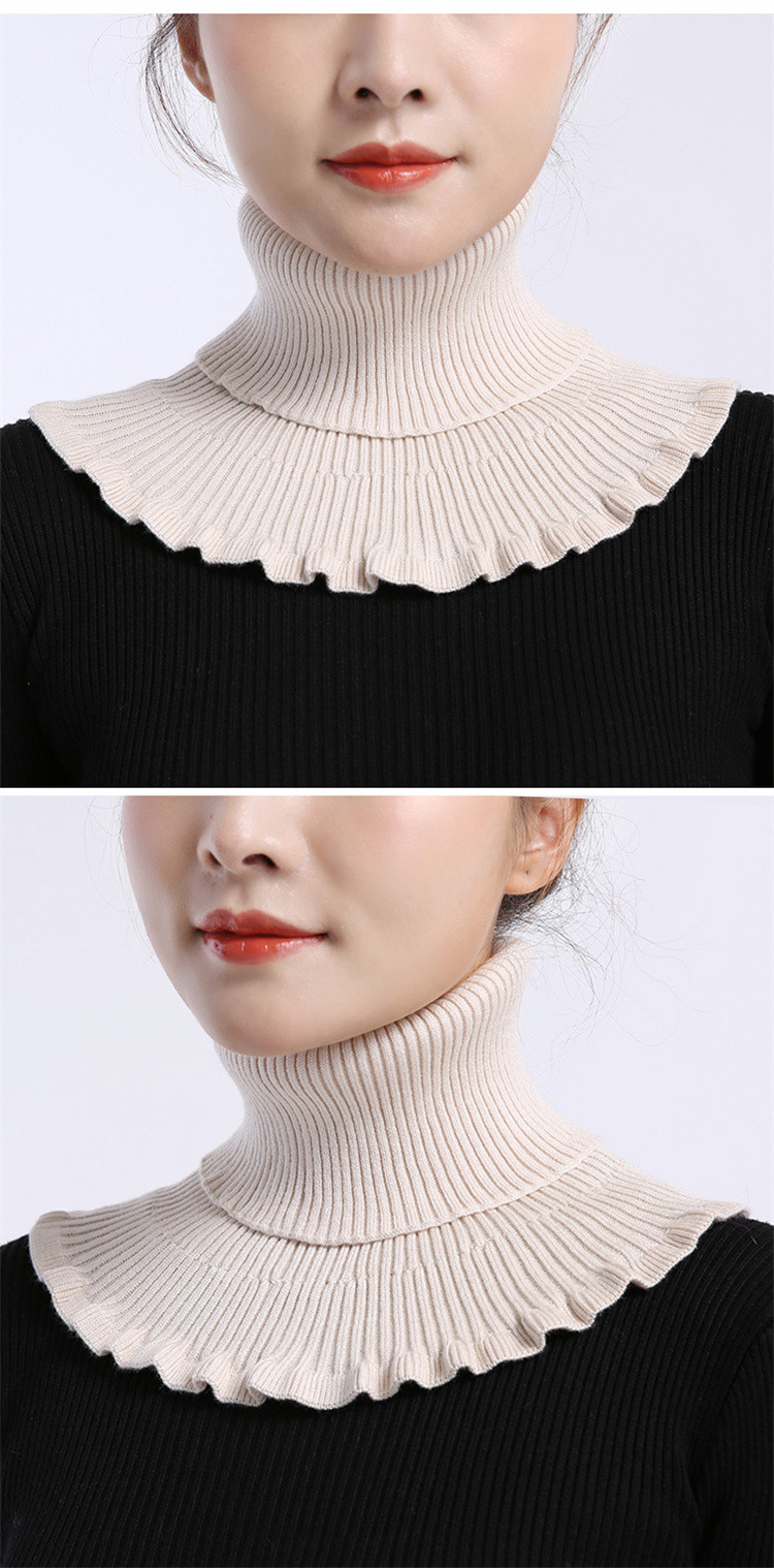 秋冬假领子女套头高领针织保暖装饰毛衣护颈椎假衣领围脖毛线脖套