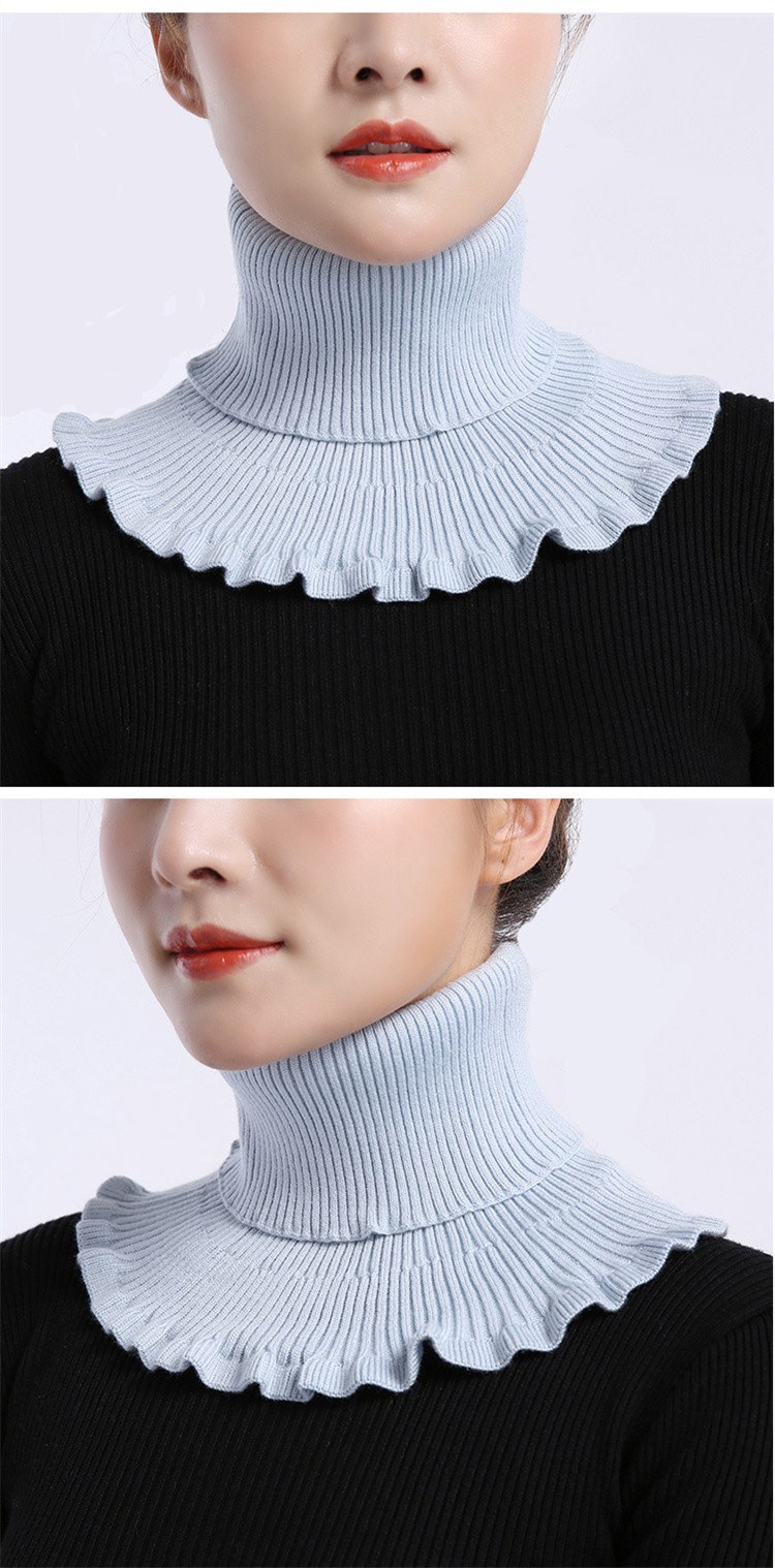 秋冬假领子女套头高领针织保暖装饰毛衣护颈椎假衣领围脖毛线脖套